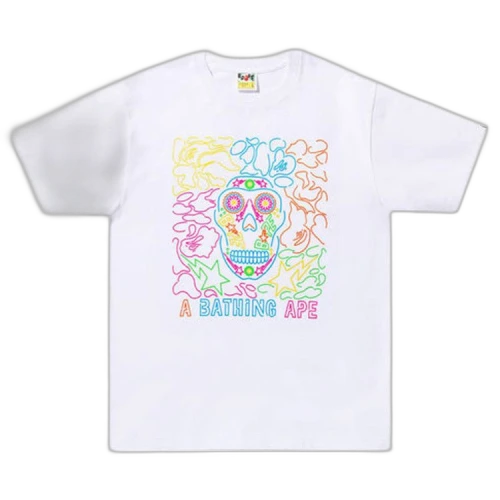 BAPE Halloween Neon Mexican Skull Tee 'White'