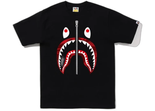 BAPE Color Camo Silver Zip Shark Tee (SS23) Black Red