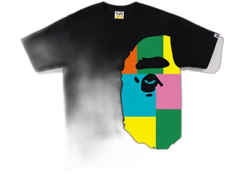 BAPE Color Block Side Big Ape Head Tee Black Multi
