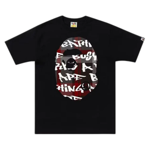 BAPE Graffiti Check Big Ape Head Tee 'Black'
