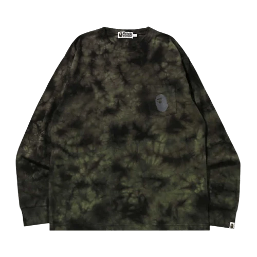 BAPE Tie Dye One Point Pocket Relaxed Fit Long-Sleeve Tee 'Black'