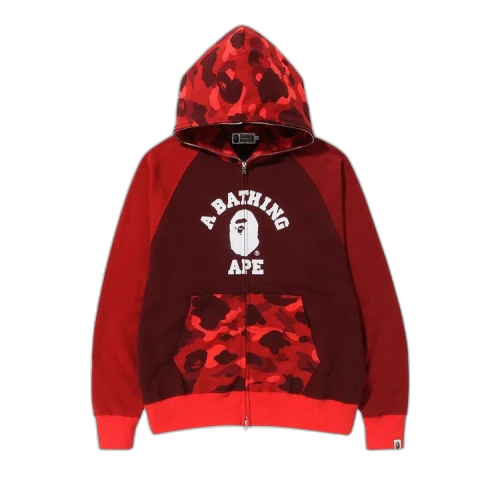 BAPE Color Camo Relaxed Fit Full Zip Hoodie 'Red'