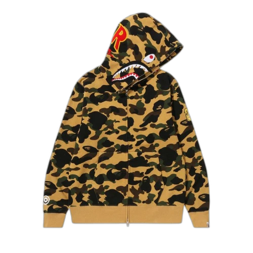 BAPE 1st Camo PONR Shark Full Zip Hoodie 'Yellow'