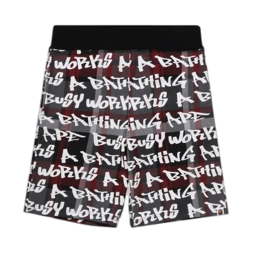 BAPE Graffiti Check Shorts 'Black/Red'