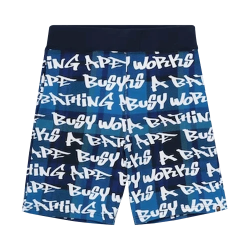 BAPE Graffiti Check Shorts 'Blue'