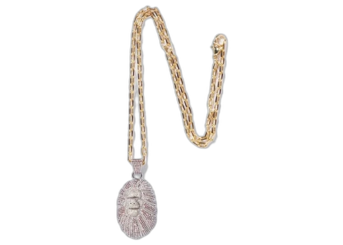 BAPE Ape Head Crystal Stone Necklace (FW22) Gold