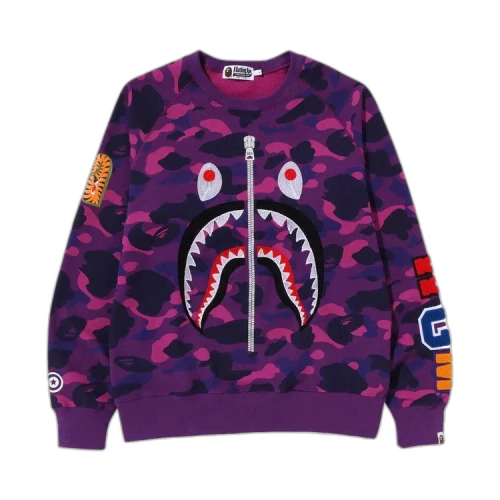 BAPE Color Camo Embroidery Shark Crewneck 'Purple'