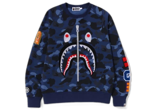 BAPE Color Camo Embroidery Shark Crewneck Red