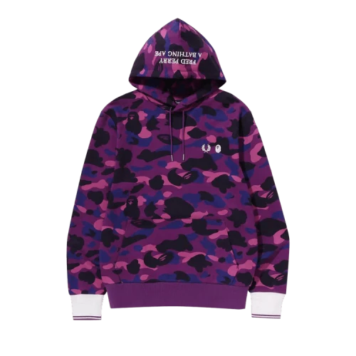 BAPE x Fred Perry Color Camo Pullover Hoodie 'Purple'