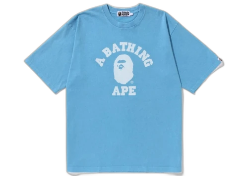 BAPE Pigment Dyed College Relaxed Fit Tee Sax