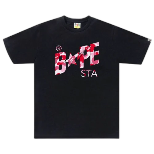 BAPE ABC Camo Sta Logo Tee 'Black/Pink'
