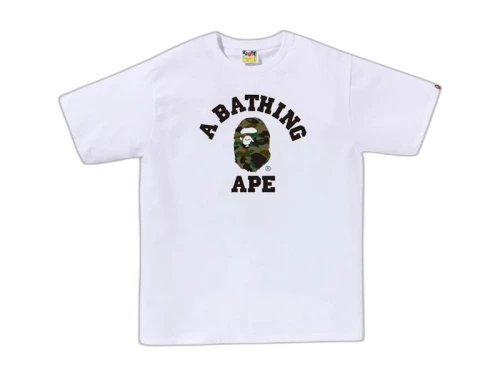 BAPE A Bathing Ape 1st Camo College Tee White/Green