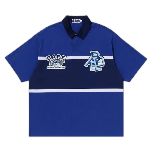 BAPE Color Blocking Oversized Rugby Polo 'Blue'