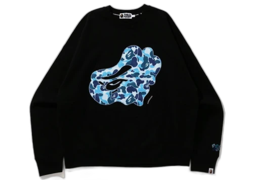 BAPE ABC Camo Patch Loose Fit Crewneck Black Blue