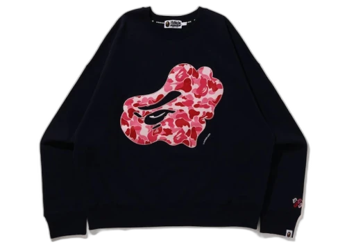 BAPE ABC Camo Patch Loose Fit Crewneck Navy/Pink