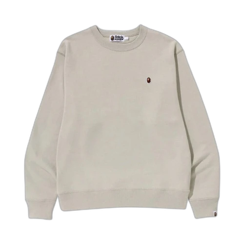 BAPE Ape Head One Point Relaxed Fit Crewneck 'Beige'