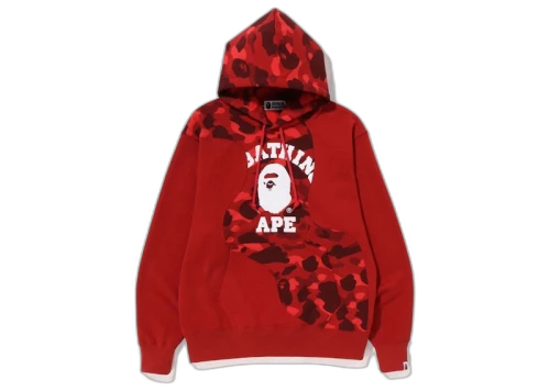 BAPE Color Camo College Cutting Relaxed Fit Hoodie Red