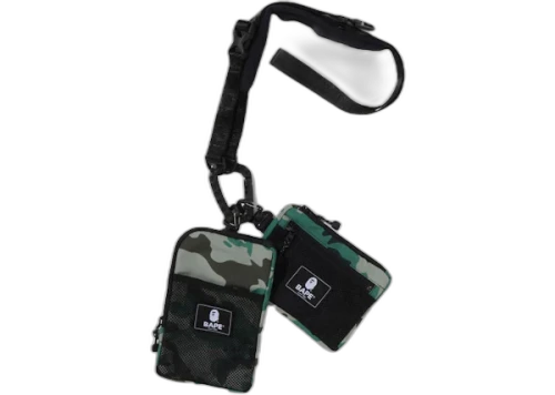 BAPE Woodland Camo Multi Body Bag Olivedrab