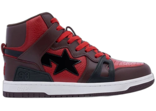 A Bathing Ape Bape Sta 93 Hi Red Burgundy
