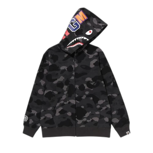BAPE Kids Color Camo Shark Zip Hoodie 'Black'