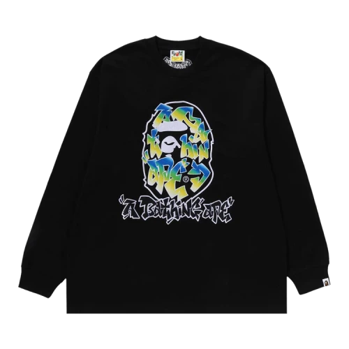 BAPE Gradient Ape Head Oversized Long-Sleeve Tee 'Black'