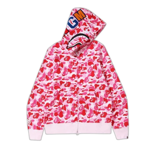 BAPE ABC Camo Shark Full Zip Hoodie 'Pink'