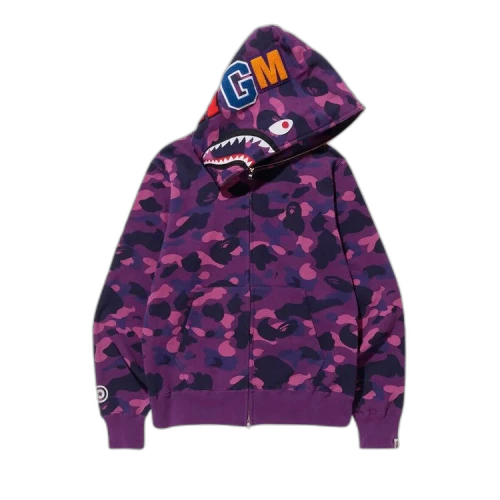 BAPE Color Camo Shark Full Zip Hoodie 'Purple'