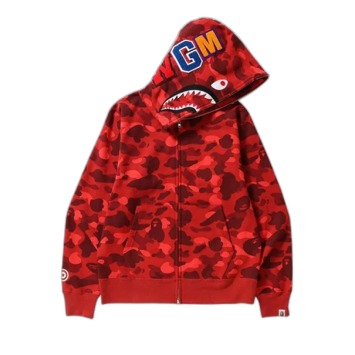 BAPE Color Camo Shark Full Zip Hoodie 'Red'