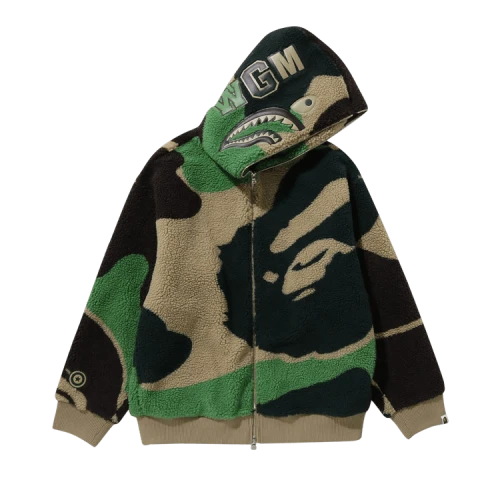 BAPE Mega ABC Camo Shark Boa Hoodie 'Green'