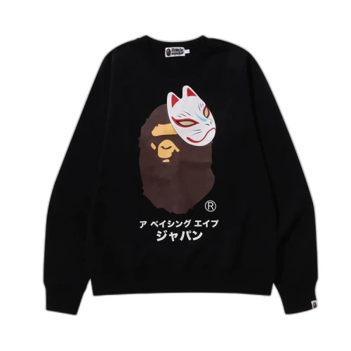 BAPE Japanese Fox Mask Crewneck 'Black'