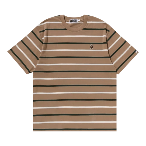 BAPE Ape Head One Point Stripe Tee 'Brown'