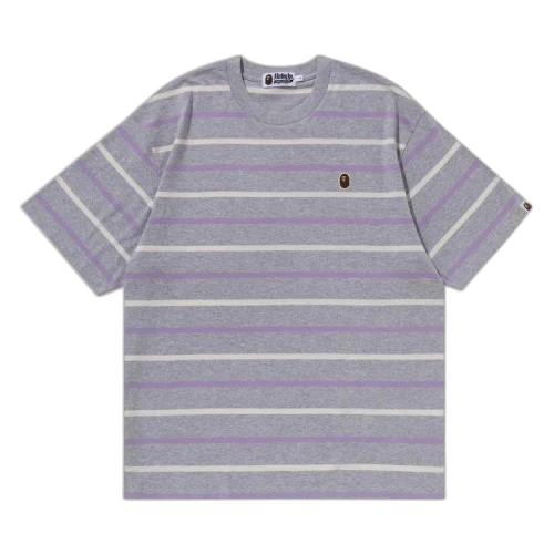BAPE Ape Head One Point Stripe Tee 'Grey'