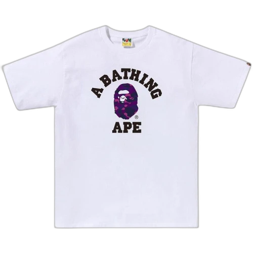 BAPE Color Camo College Tee 'White/Purple'