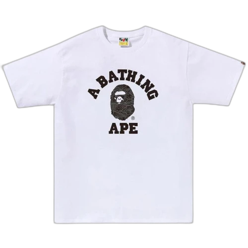 BAPE Layered Line Camo College Tee 'White/Black'