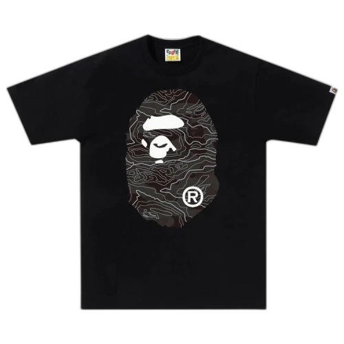 BAPE Layered Line Camo Big Ape Head Tee 'Black/Black'