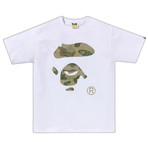 BAPE Layered Line Camo Ape Face Tee 'White/Beige'
