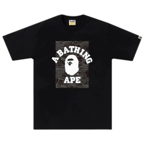 BAPE Layered Line Camo On College Tee 'Black/Black'