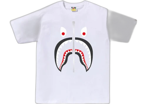 BAPE A Bathing Ape Mad Shark Tee White