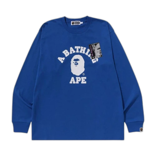 BAPE Mad Face College Long-Sleeve Tee 'Blue'
