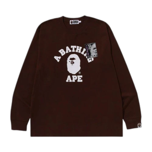 BAPE Mad Face College Long-Sleeve Tee 'Brown'