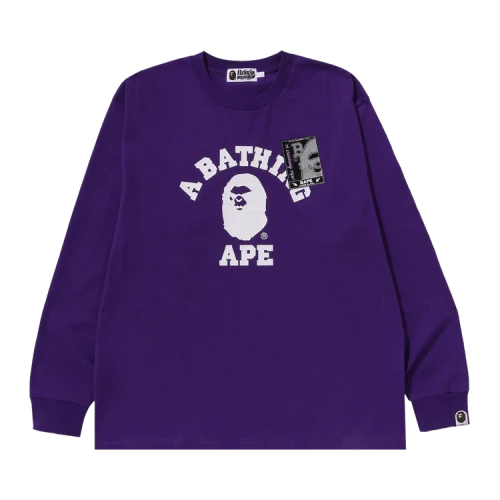 BAPE Mad Face College Long-Sleeve Tee 'Purple'