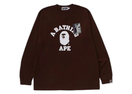 BAPE Mad Face College Long Sleeve Tee Brown
