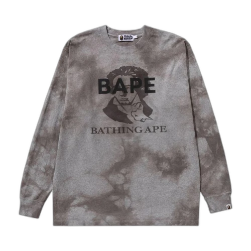 BAPE Tie Dye Bathing Ape Long-Sleeve Tee 'Grey'