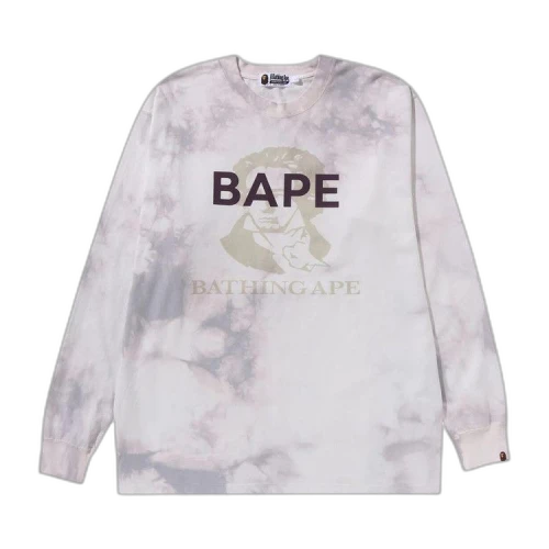 BAPE Tie Dye Bathing Ape Long-Sleeve Tee 'White'