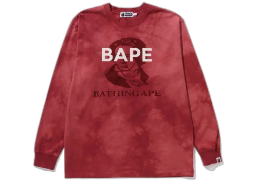 BAPE Tie Dye Bathing Ape L/S Tee Red