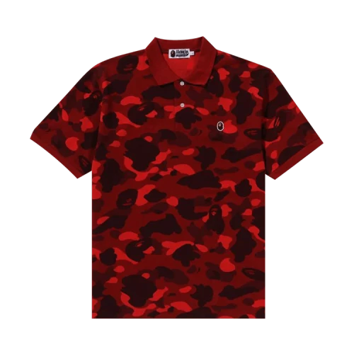 BAPE Color Camo Ape Head One Point Polo 'Red'