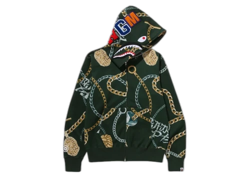 BAPE Jewels Shark Full Zip Hoodie Green