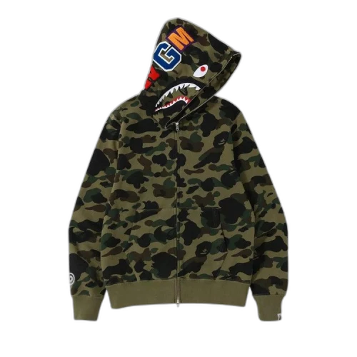 BAPE 1st Camo Shark Full Zip Hoodie 'Green'