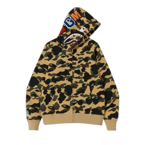 BAPE 1st Camo Shark Full Zip Hoodie 'Yellow'