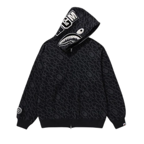 BAPE Sport Monogram Shark Hoodie 'Black'